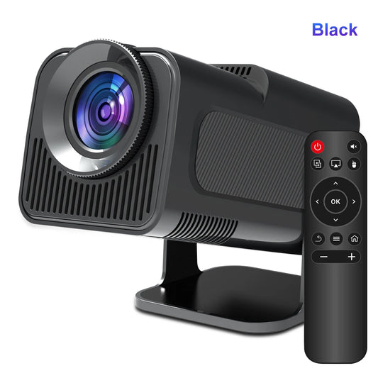 Home cinema projector in dark living room with surround sound setup , black , frontal