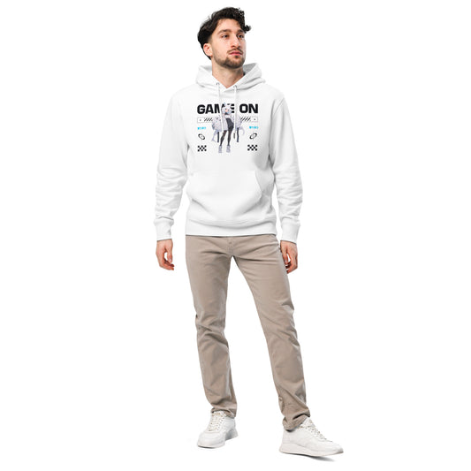 Grey pullover hoodie made from organic cotton, casual streetwear